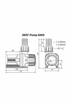 TMC REEF-Pump 8000 DC Aquarium Pump -UK Pet Equipment Sales Store reef pump 8000 dims diagram